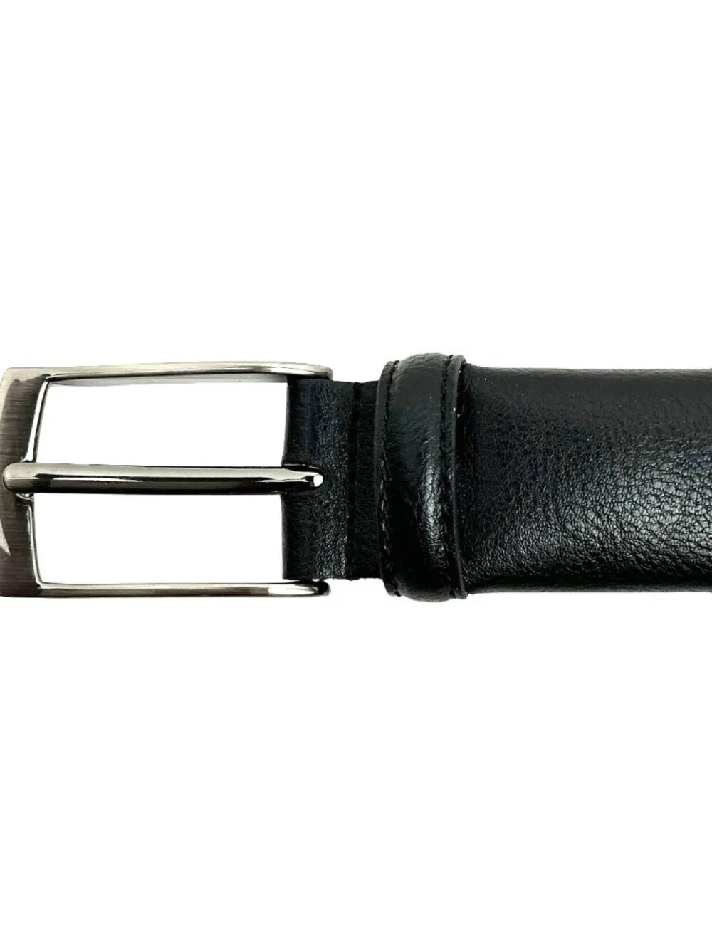 Geoffrey Beene Genuine Leather Dress Belt Mens 40/100 Black With Silver Buckle N